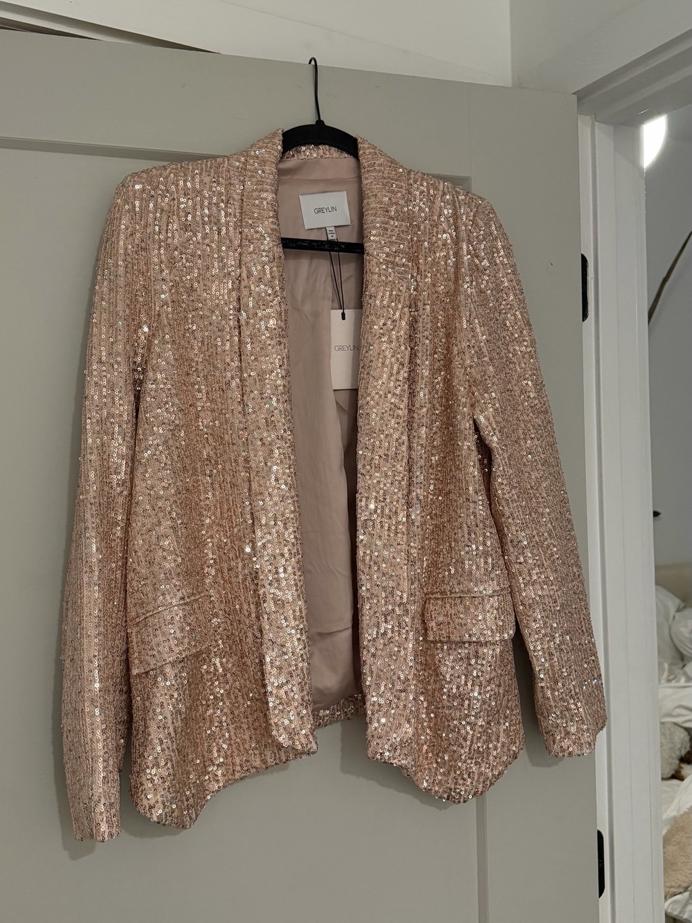 Greylin Rose Gold Sequin Blazer